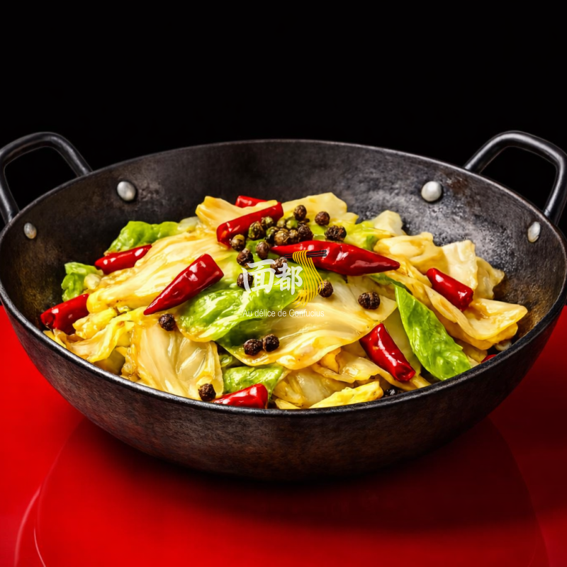Chou sauté en dry‑pot épicé